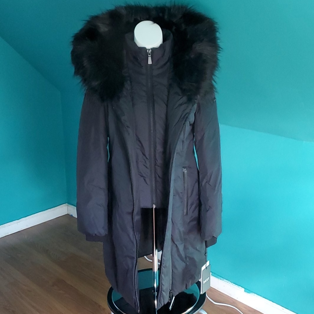 NWT Faux Fur Hood Puffer Coat